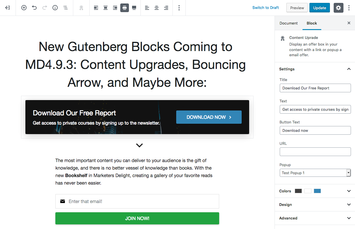 New Gutenberg Blocks coming in MD4.9.3