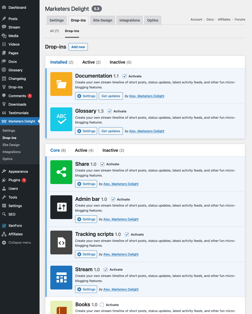The new MD Drop-ins Manager for WordPress